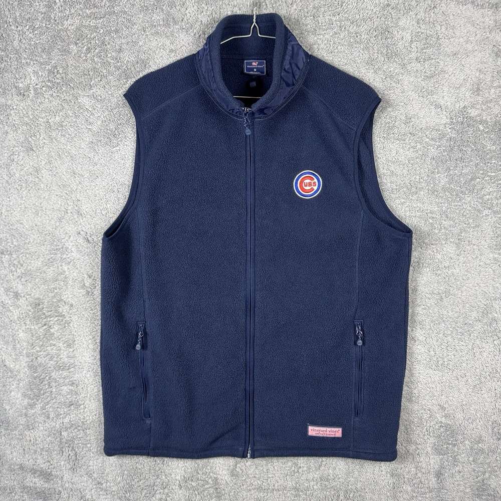 Chicago Cubs Vineyard Vines Vest Mens M Fleece Harbor Full Zip Pockets Fleece